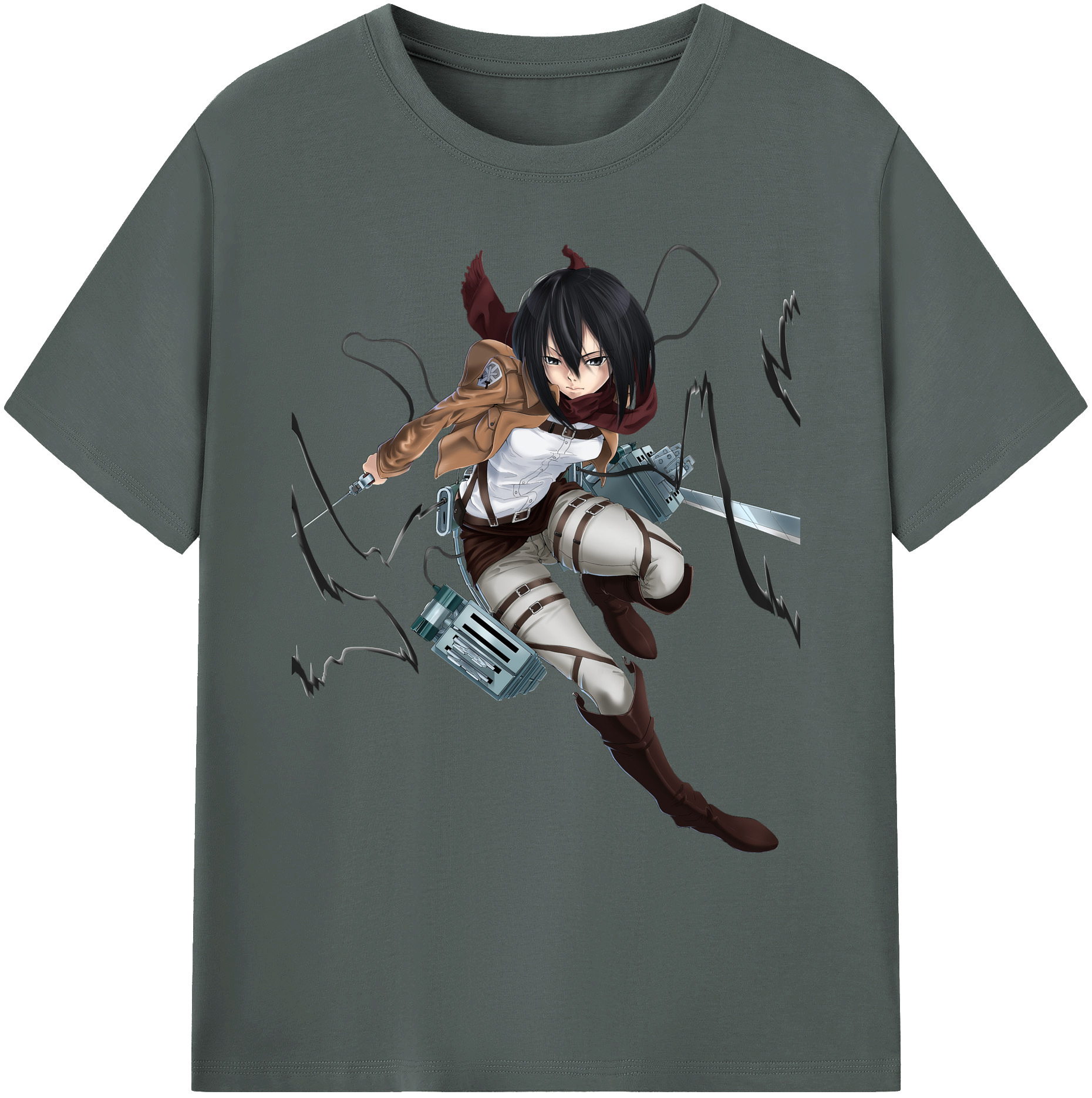 （画像用） 進撃の巨人 ミカサ·アッカーマン Attack on Titan Mikasa Ackerman 綿100％ メンズ半袖Tシャツ｜肌触りやわらか＆通気性